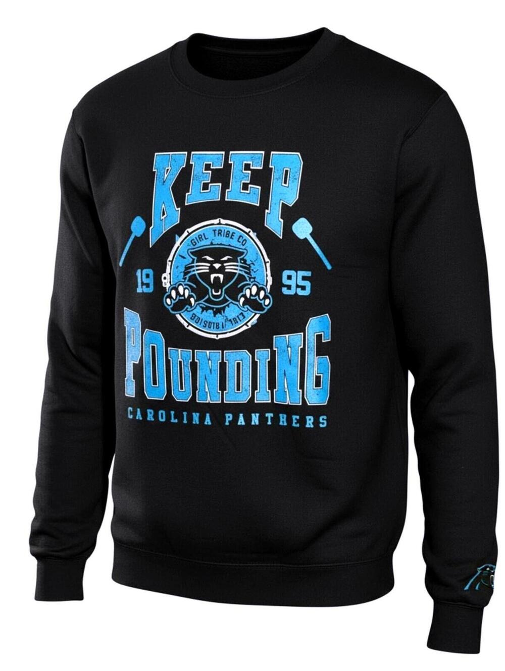 CAROLINA PANTHERS NFL Team Womens M Black "Keep Pounding" Girl Tribe Sweatshirt